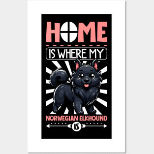 Home is with my Black Norwegian Elkhound Posters and Art